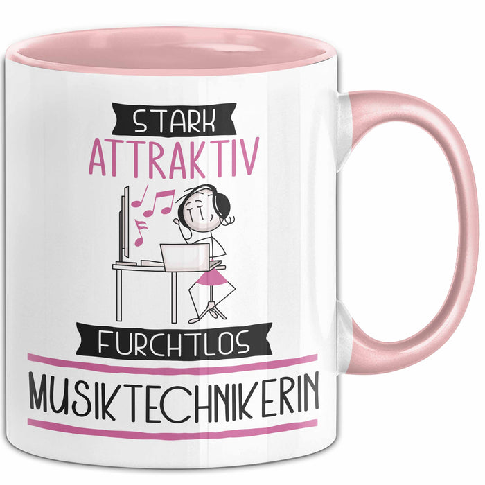 Musiktechnikerin Tasse Geschenk Becher Stark Attraktiv Furchtlos Musiktechnikerin Lustige Geschenkidee Rosa Trendation