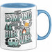 Camper Camping Bierliebhaber Tasse Geschenk Lustige Geschenkidee Spruch Beim Camping Gibt’S Schon Bier Vor Vier Blau Trendation