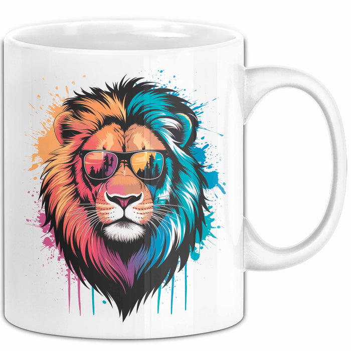 Löwe Mit Sonnenbrille Tasse Geschenk Lustige Geschenkidee Spruch Weiß Trendation