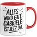 Gabriele Tasse Geschenk Alles Ist Gut Gabriele Ist Jetz Da Geschenkidee Becher mit Name Rot Trendation