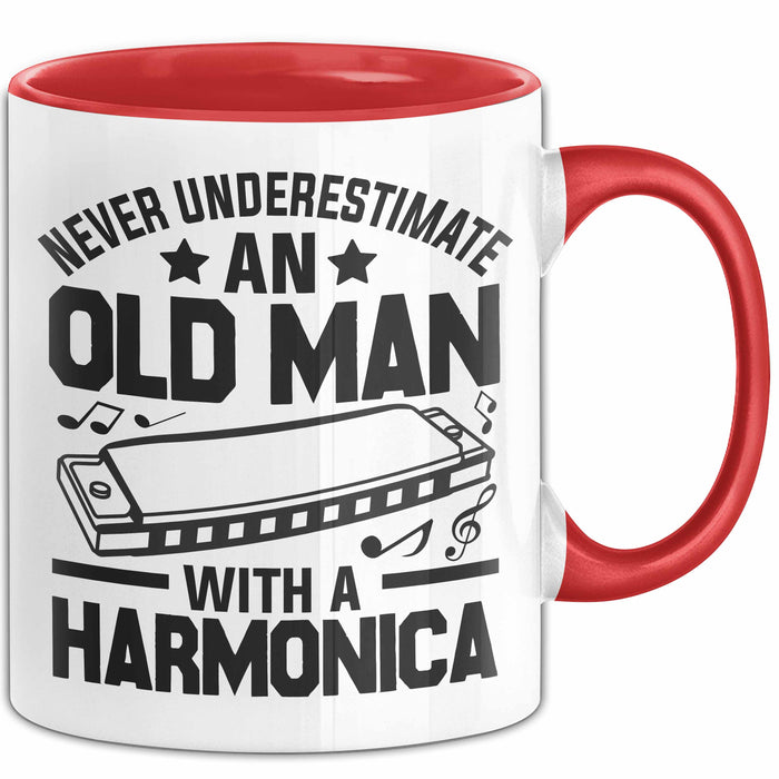 Mundharmonika Tasse Geschenk Vintage Retro Mundharmonika Spieler Geschenk Rot Trendation