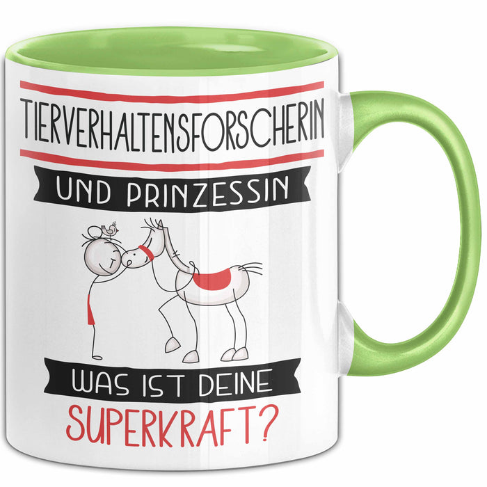 Tierverhaltensforscherin Und Prinzessin Tasse Geschenk Für Eine Tierverhaltensforscherin Geburtstag Was Ist Deine Superkraft Grün Trendation