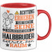 Halbbruder Geschenk Tasse Lustiger Spruch Erheben Sie Sich Der Halbbruder Betritt den Raum Rot Trendation