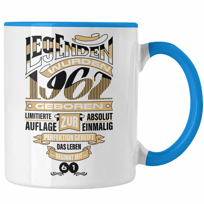 TRENDATION 60. Geburtstag Tasse Frau Mann Geschenk 60er Geschenkidee 60 Mutter Vater Blau Trendation
