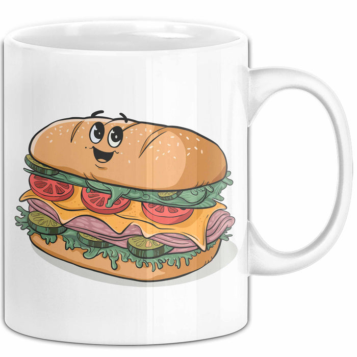 Sandwich Liebhaber Tasse Geschenkidee für Snack Stapel Fan Weiß Trendation