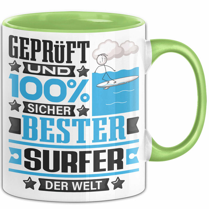 Surfer Geschenk Lustiger Spruch für Surfer Geschenkidee Bester Surfer Der Welt Grün Trendation