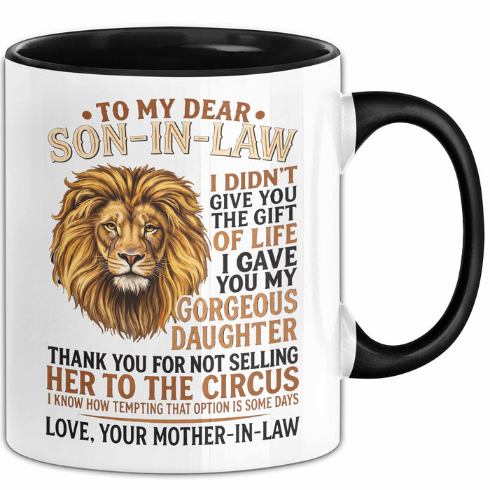 Schwiegersohn Tasse Geschenk To My Dear Son In Law Geschenkidee Schwiegermutter Schwarz Trendation