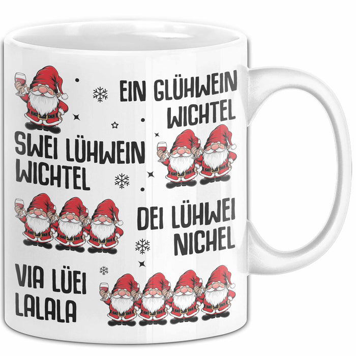 Weihnachten Tasse Geschenk Glühwein Ein Glühwein Wichtel Swei Glühwein Wichtel Geschenkidee Lustiger Spruch Kaffee-Becher Weiß Trendation