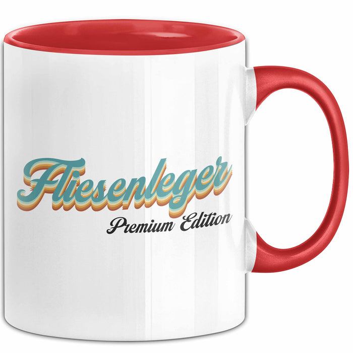 Fliesenleger Premium Edition Tasse Geschenk Fliesenleger Kaffee-Becher Rot Trendation