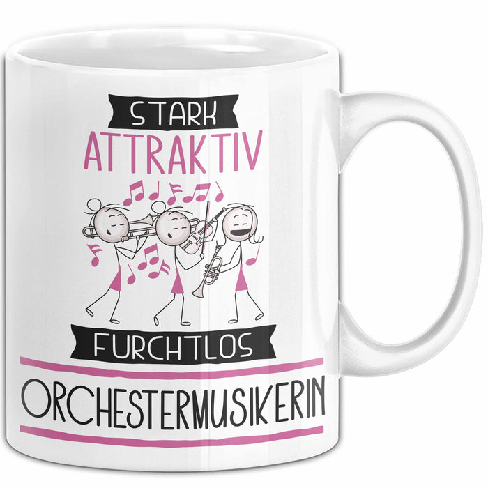 Orchestermusikerin Tasse Geschenk Becher Stark Attraktiv Furchtlos Orchestermusikerin Lustige Geschenkidee Weiß Trendation