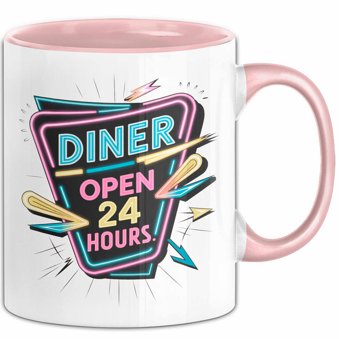 Diner Fan Tasse Geschenkidee für Retro Essen Liebhaber Rosa Trendation