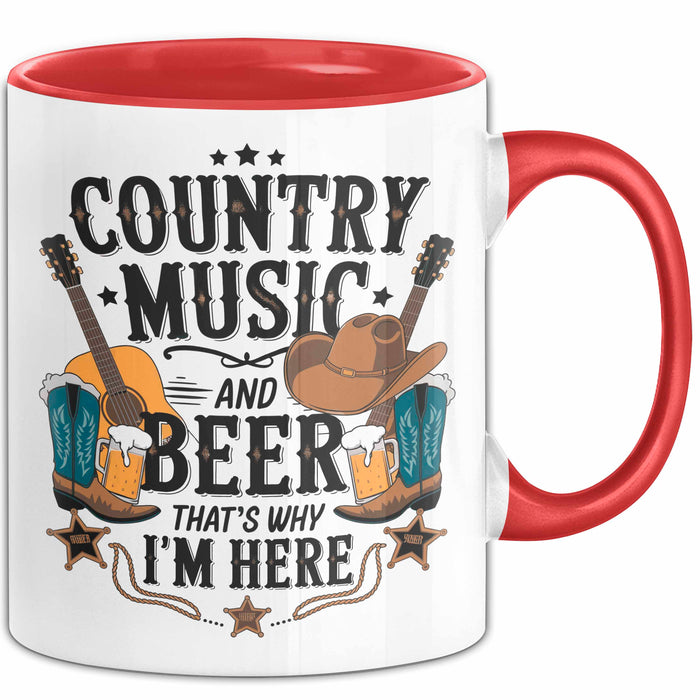 Country Musik Bier Tasse Geschenk Lustige Geschenkidee Rot Trendation