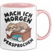 Faules Faultier Tasse Geschenk Lustige Geschenkidee Spruch Mach Ich Morgen Versprochen Rosa Trendation