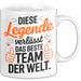 Büro Arbeit Kollege Tasse Becher Geschenk Lustige Geschenkidee Spruch Diese Legende Verlässt Das Beste Team Der Welt Weiß Trendation