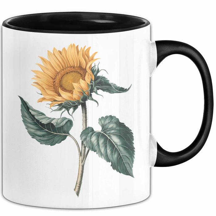 Sonnenblume Pflanze Tasse Geschenk Lustige Geschenkidee Schwarz Trendation
