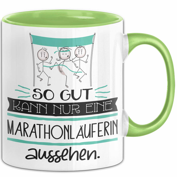 Marathonläuferin Geschenk Tasse So Gut Kann Nur Eine Marathonläuferin Aussehen Geschenkidee Geburtstag Weihnachten Lustig Grün Trendation