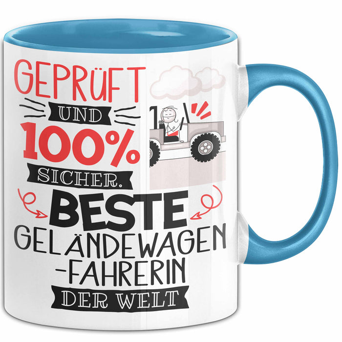 Beste Geländewagenfahrerin Der Welt Tasse Geschenk für Eine Geländewagenfahrerin Geprüft Und Sicher Geschenkidee Geburtstag Weihnachten Blau Trendation