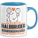 Halbbruder Geschenk Tasse Ich Bin Halbbruder Aber Sag Doch Einfach Superheld Lustige Geschenkdiee für Halbbruder Kaffee-Becher Blau Trendation