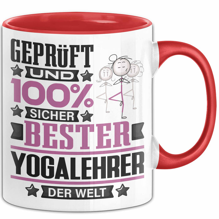 Yogalehrer Geschenk Lustiger Spruch für Yogalehrer Geschenkidee Bester Yogalehrer Der Welt Rot Trendation