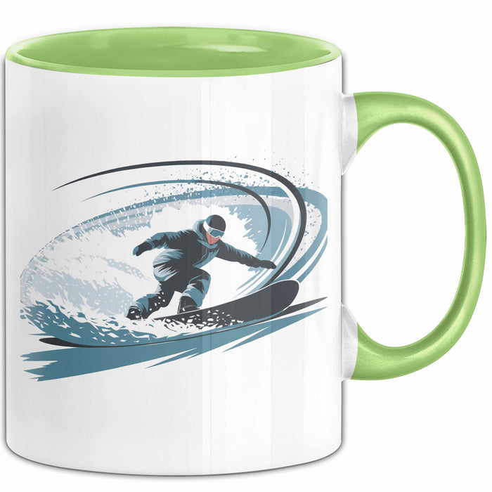 Snowboarder Tasse Geschenkidee Schneereiter Lustiger Spruch Geschenkidee Lustig Grün Trendation