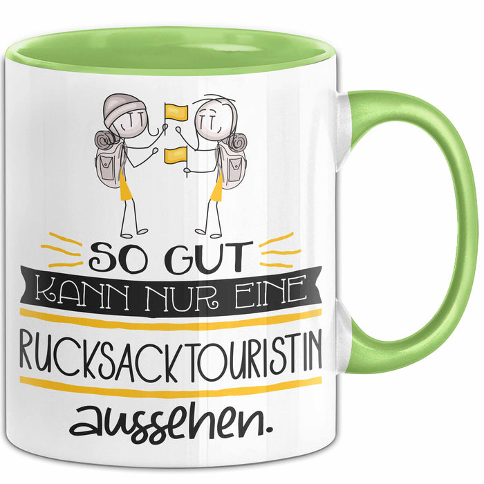 Rucksacktouristin Geschenk Tasse So Gut Kann Nur Eine Rucksacktouristin Aussehen Geschenkidee Geburtstag Weihnachten Lustig Grün Trendation