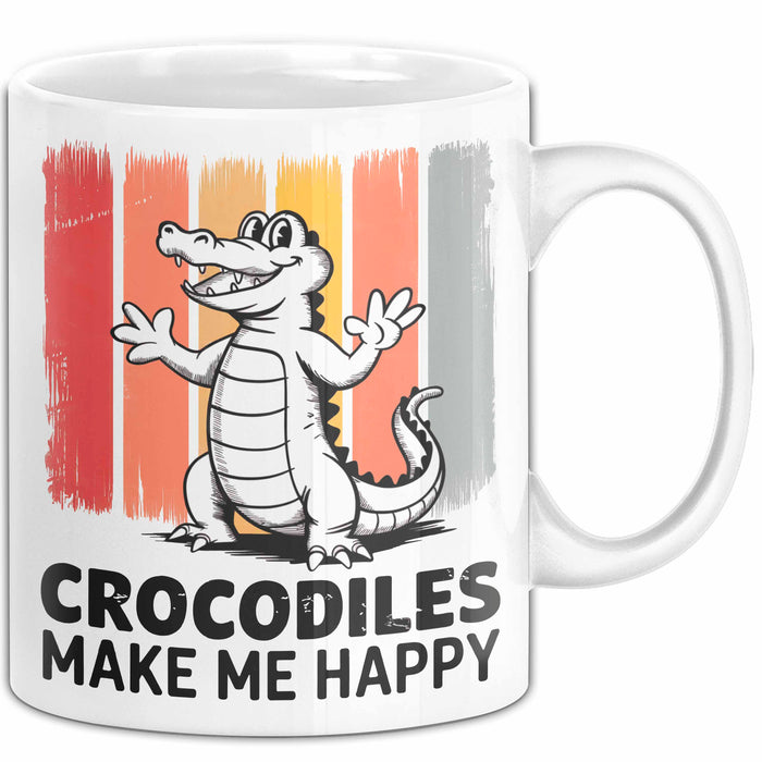 Krokodil Tier Tasse Geschenk Lustige Geschenkidee Spruch Krokodile Machen Mich Glücklich Weiß Trendation