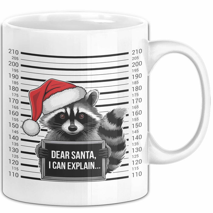 Waschbär Tasse Geschenk Dear Santa I Can Explain Geschenkidee Weihnachten Xmas Becher Weiß Trendation
