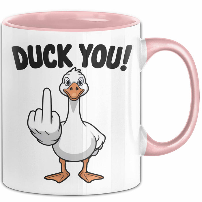 Ente Tier Tasse Geschenk Lustige Geschenkidee Spruch Duck You Rosa Trendation
