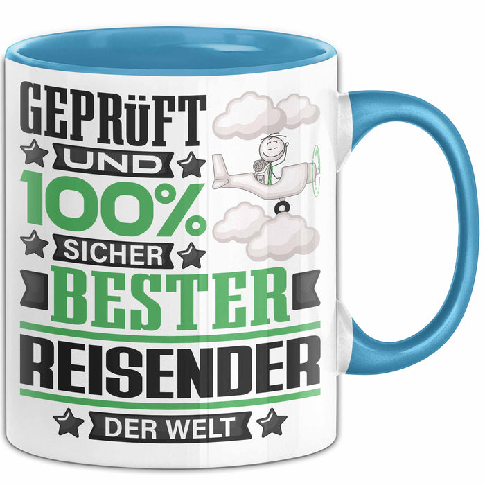 Reisender Geschenk Lustiger Spruch für Reisender Geschenkidee Bester Reisender Der Welt Blau Trendation