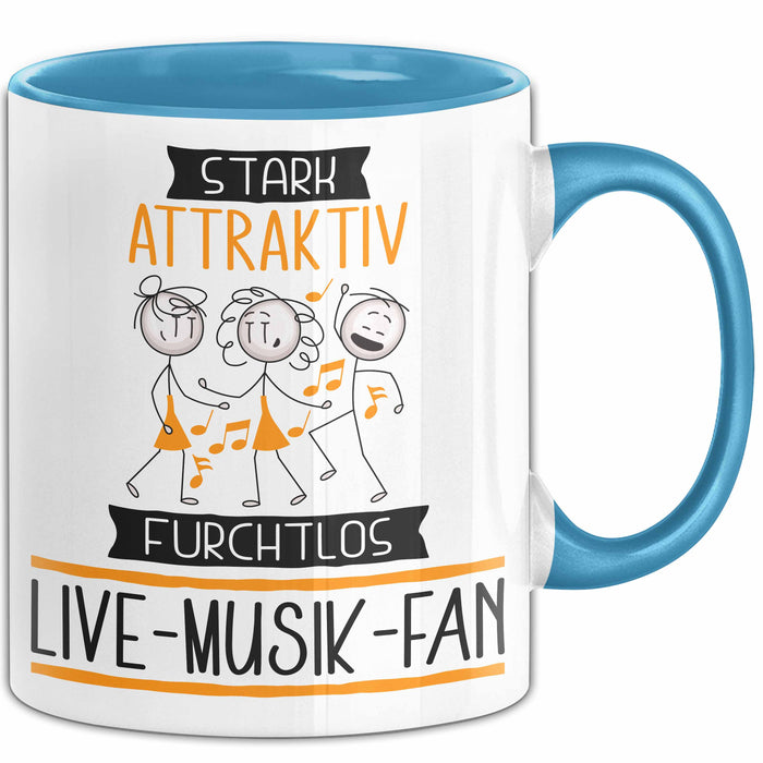 Live-Musik-Fan Tasse Geschenk Becher Stark Attraktiv Furchtlos Live-Musik-Fan Lustige Geschenkidee Blau Trendation