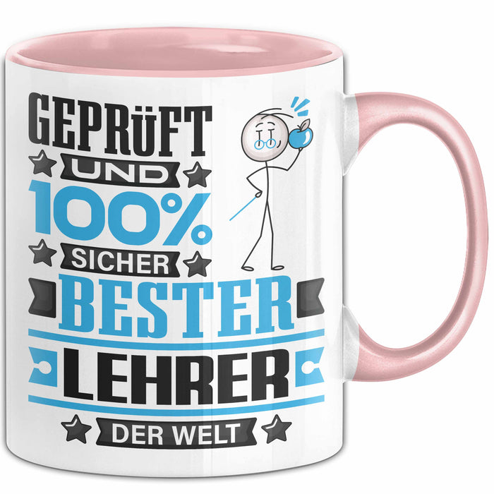 Lehrer Geschenk Lustiger Spruch für Lehrer Geschenkidee Bester Lehrer Der Welt Rosa Trendation