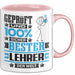 Lehrer Geschenk Lustiger Spruch für Lehrer Geschenkidee Bester Lehrer Der Welt Rosa Trendation
