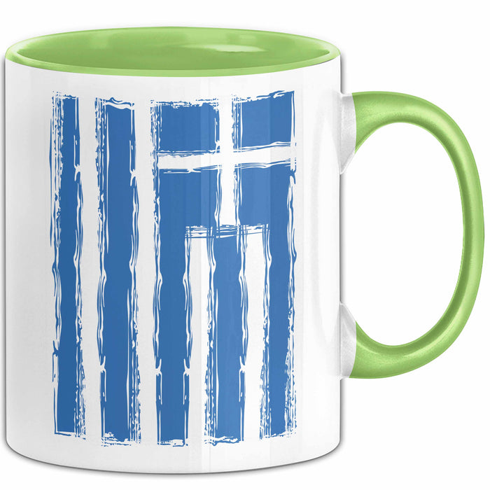 Griechenland Tasse Geschenk Grieche Flagge Hoch Kaffee-Becher Grün Trendation