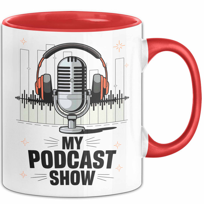 Podcast Gastgeber Tasse Geschenk Lustige Geschenkidee Spruch Für Audio Geschichtenerzähler Rot Trendation