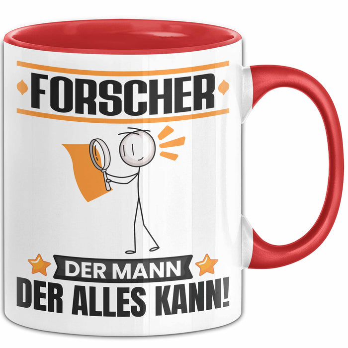 Forscher Tasse Geschenk für Forscher Der Mann Der Alles Kann Geschenkidee zum Geburtstag Rot Trendation