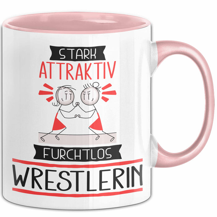 Wrestlerin Tasse Geschenk Becher Stark Attraktiv Furchtlos Wrestlerin Lustige Geschenkidee Rosa Trendation