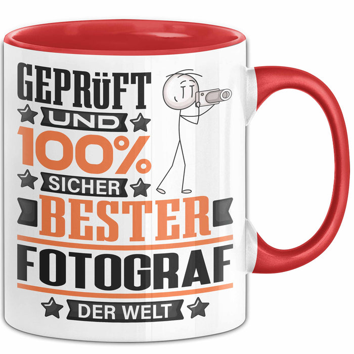 Fotograf Geschenk Lustiger Spruch für Fotograf Geschenkidee Bester Fotograf Der Welt Rot Trendation