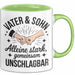 Papa Vatertag Vater Sohn Tasse Becher Geschenk Lustige Geschenkidee Spruch Vater & Sohn Alleine Stark Gemeinsam Unschlagbar Grün Trendation