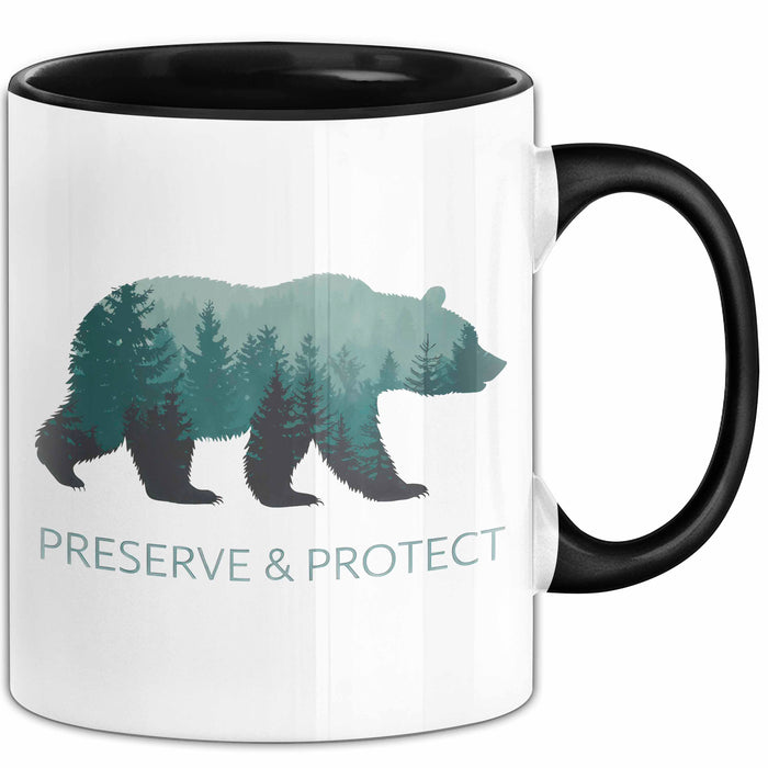 Wildtierschutz Tasse Geschenk Lustige Geschenkidee Spruch Bewahren und Schützen Schwarz Trendation