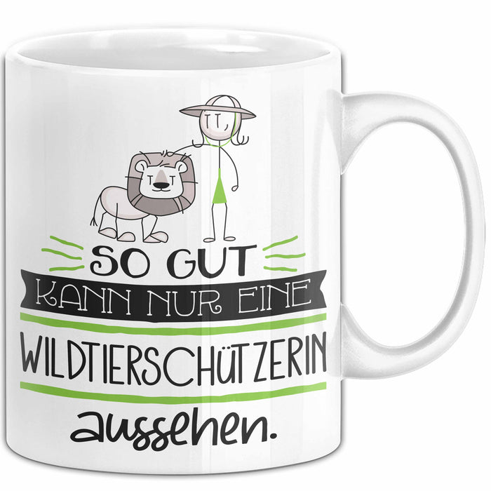 Wildtierschützerin Geschenk Tasse So Gut Kann Nur Eine Wildtierschützerin Aussehen Geschenkidee Geburtstag Weihnachten Lustig Weiß Trendation