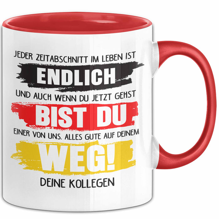 Office Arbeitskollege Tasse Geschenk Lustige Geschenkidee Spruch Alles Gute Auf Deinem Weg Deine Kollegen Rot Trendation