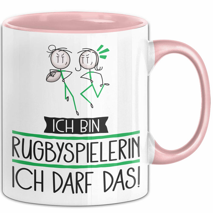 Geschenk für Rugbyspielerin Tasse Lustige Geschenkidee Geburtstag Ich Bin Rugbyspielerin Ich Darf Das Rosa Trendation