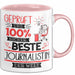 Beste Journalistin Der Welt Tasse Geschenk für Eine Journalistin Geprüft Und Sicher Geschenkidee Geburtstag Weihnachten Rosa Trendation