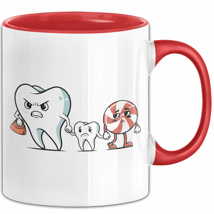 Zahnarzt Tasse Geschenk Karies Vorsorge Geschenkdiee Rot Trendation