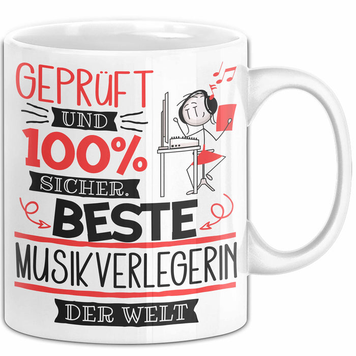 Beste Musikverlegerin Der Welt Tasse Geschenk für Eine Musikverlegerin Geprüft Und Sicher Geschenkidee Geburtstag Weihnachten Weiß Trendation