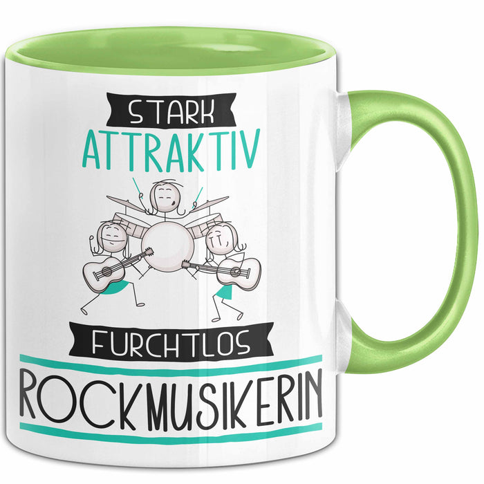 Rockmusikerin Tasse Geschenk Becher Stark Attraktiv Furchtlos Rockmusikerin Lustige Geschenkidee Grün Trendation