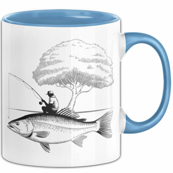 Angelliebhaber Fischer Tasse Geschenk Lustige Geschenkidee Spruch Blau Trendation