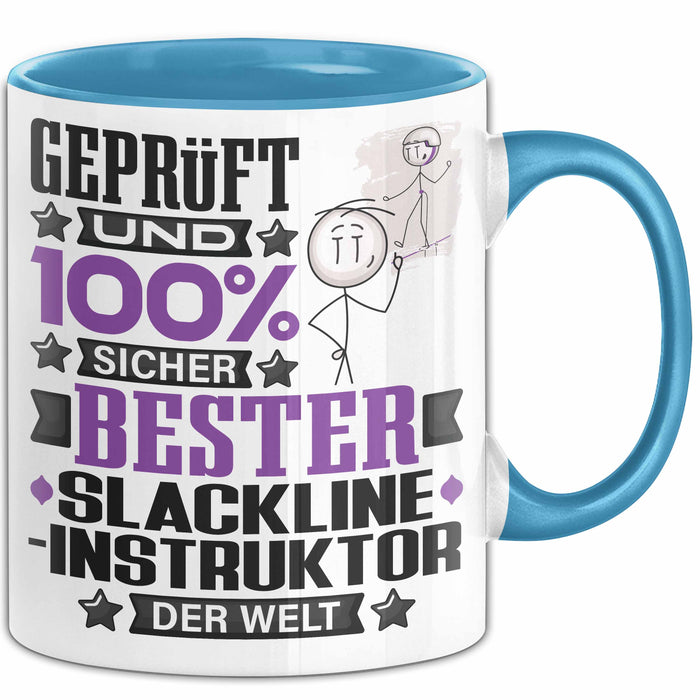Slackline-Instruktor Geschenk Lustiger Spruch für Slackline-Instruktor Geschenkidee Bester Slackline-Instruktor Der Welt Blau Trendation