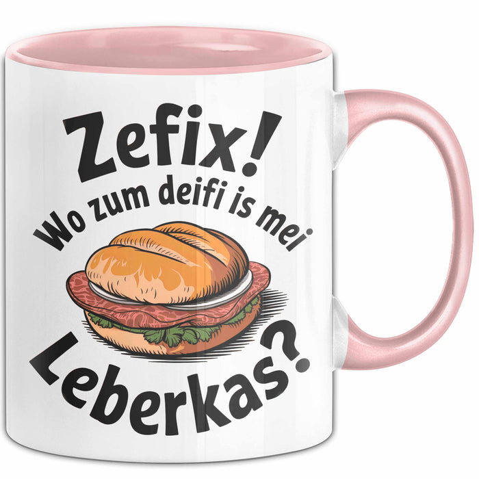Deutschland Deutsches Fleisch Leberkäse Tasse Geschenk Lustige Geschenkidee Spruch Zefix Wo Zum Deifi Is Mei Leberkas Rosa Trendation