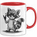 Waschbär Rockmusik Tasse Geschenk für Tiermusikliebhaber Rot Trendation